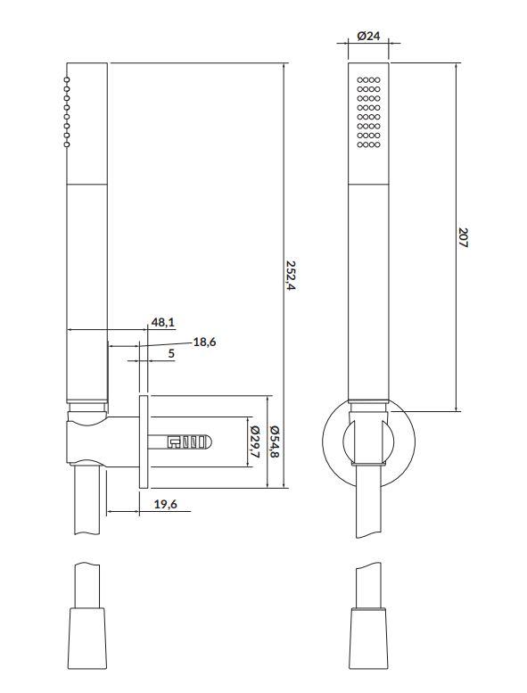 CERSANIT - Sprchová súprava s bodovým držiakom a ručnou sprchou INVERTO, čierna (S951-399)