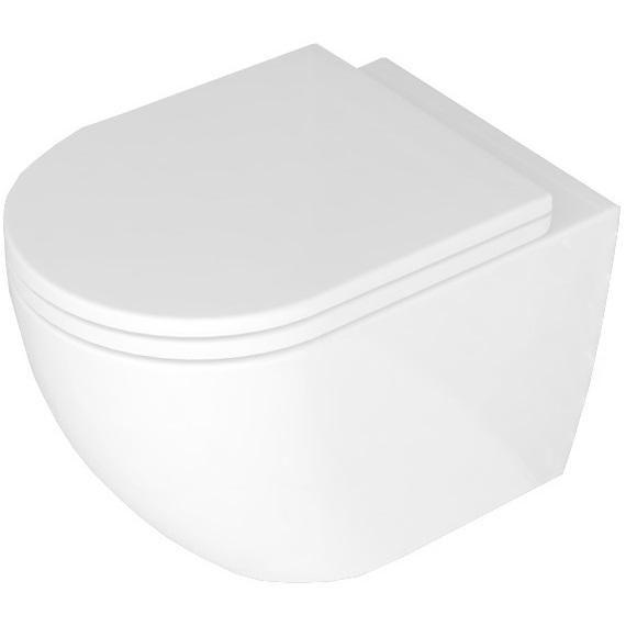 ALCAPLAST  Jádromodul - predstenový inštalačný systém s bielym tlačidlom M1710 + WC REA Carlo Mini Basic Rimlesss + SEDADLO (AM102/1120 M1710 CB1)
