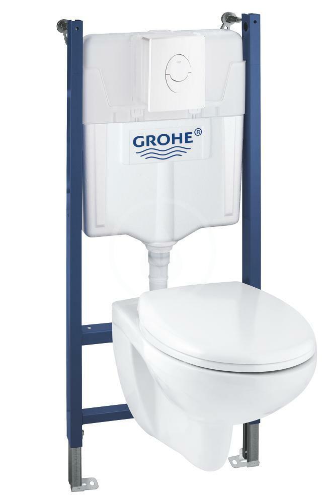 GROHE - Solido Súprava na závesné WC + klozet a doska softclose, rimless, tlačidlo Skate Air, alpská biela 39398000
