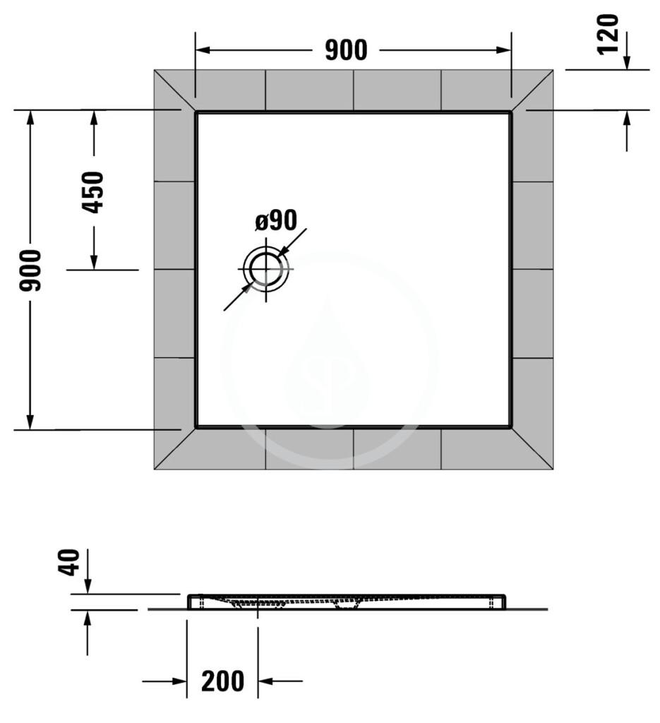 DURAVIT - Tempano Sprchová vanička 900x900 mm, biela (720188000000000)