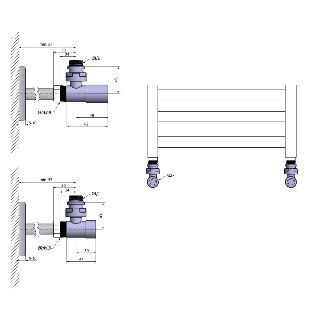 SAPHO - COMPACT pripojovacia sada ventilov ručná rohová, chróm (CP5015S)
