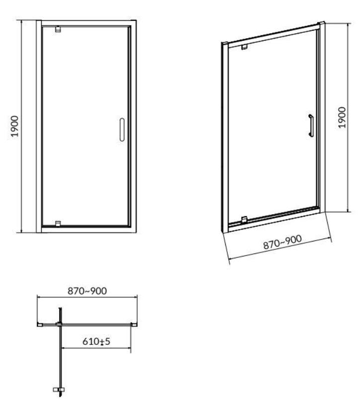 CERSANIT - Sprchové dvere ARTECO 90x190, kývne, číre sklo (S157-008) 2.jakost