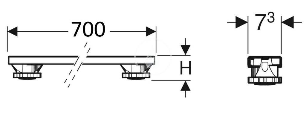 GEBERIT - Příslušenství Súprava na hrubú montáž 700 mm, výška 6-12 cm, pre vaničky do 1400 mm (554.958.00.1)