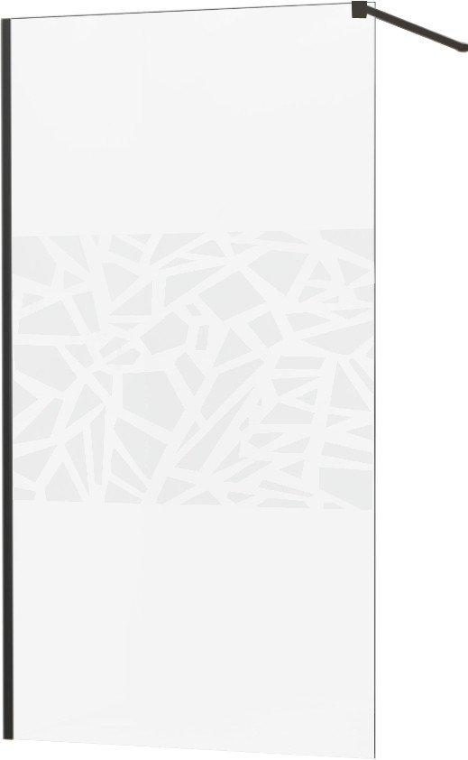 MEXEN/S - KIOTO Sprchová zástena WALK-IN 70x200 cm 8 mm, čierna, biely vzor 800-070-101-70-85