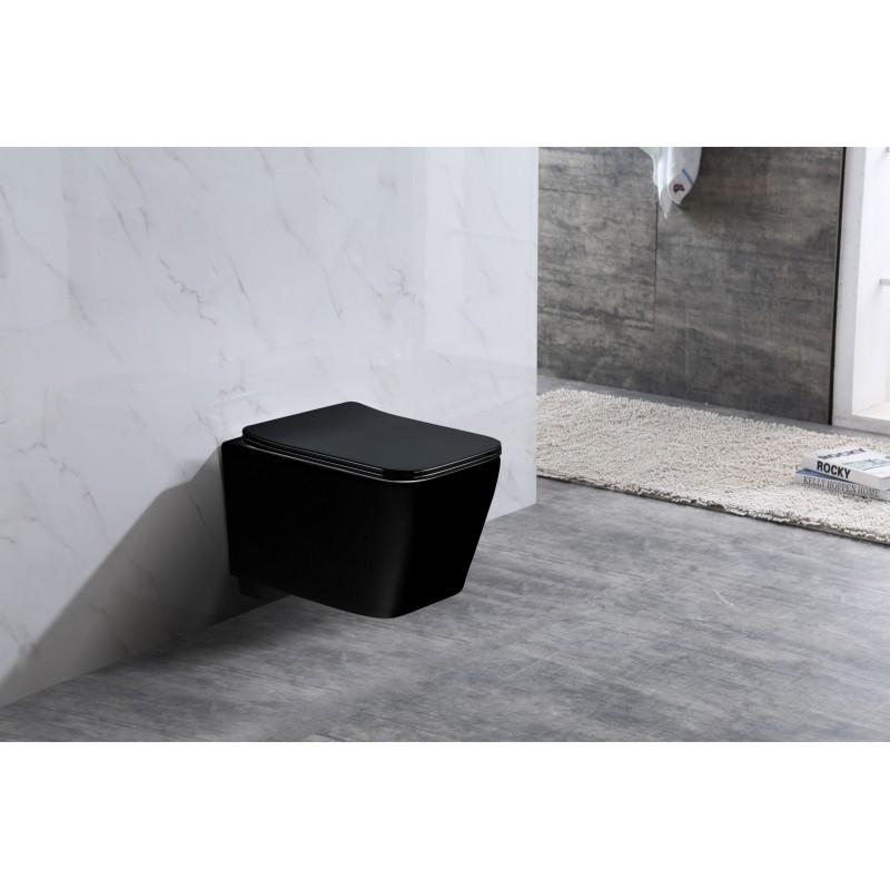 MEXEN - Teo Závesná WC misa vrátane sedátka s slow-slim, Duroplastu, čierna (30854070)