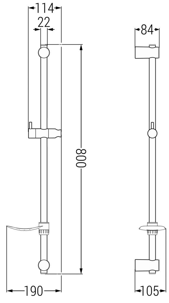 MEXEN - DF Posuvný držiak sprchy s mydlovničkou, 80 cm, chróm (79382-00)