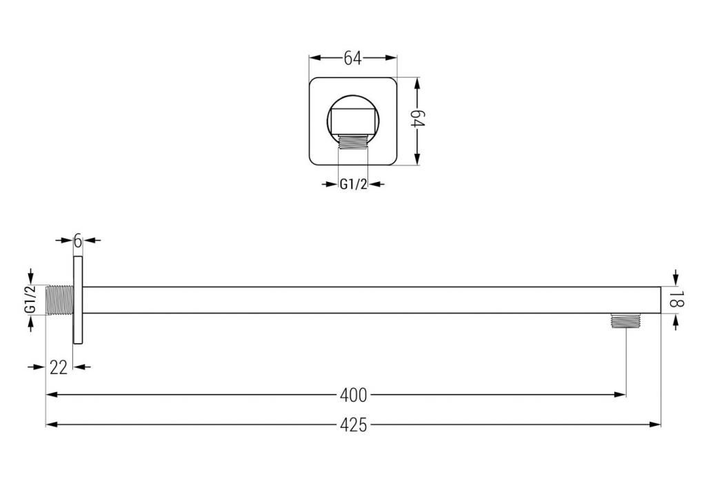 MEXEN/S - Cube DR02 podomietkový sprchový SET + slim sprcha 25 cm, ružové zlato (77502DR0225-60)