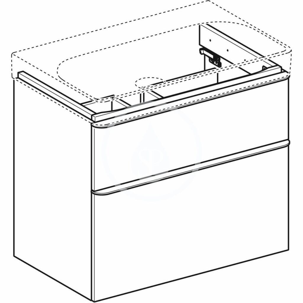 GEBERIT - Smyle Square Umývadlová skrinka, 734x470x617 mm, 2 zásuvky, lesklá biela/matná biela (500.353.00.1)