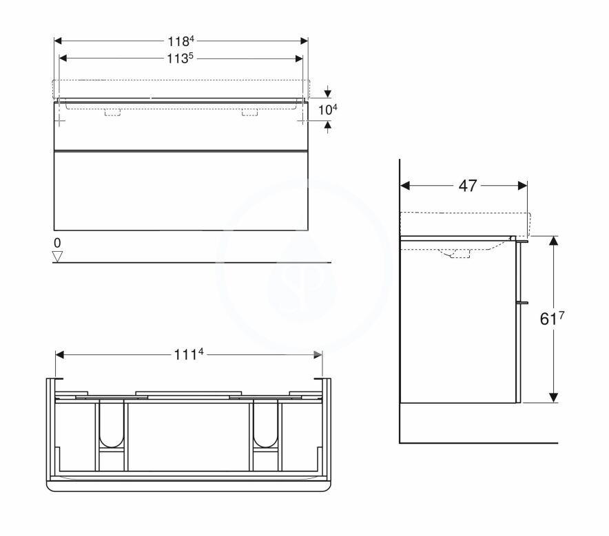 GEBERIT - Smyle Square Umývadlová skrinka, 1184x470x617 mm, 2 zásuvky, lávová (500.356.JK.1)