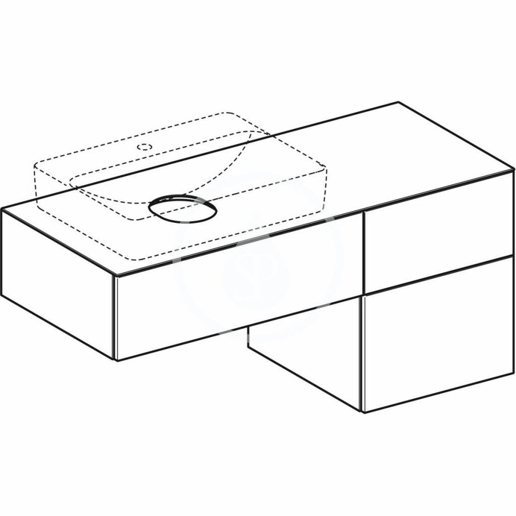 GEBERIT - VariForm Umývadlová skrinka, 1200x510x550 mm, 3 zásuvky a zápachový uzáver, dub (501.187.00.1)