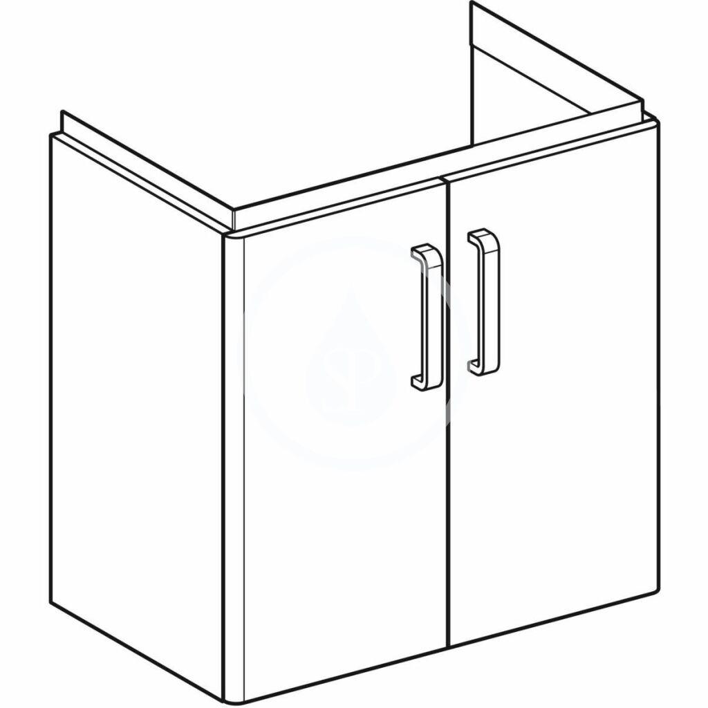 GEBERIT - Selnova Compact Umývadlová skrinka, 597x397x605 mm, 2 dvierka, lesklá sivá/matná sivá (501.658.01.1)