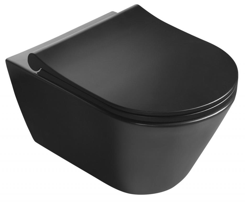 SAPHO - AVVA závesná WC misa, Rimless, 35,5x53 cm, čierna matná (100314-110)