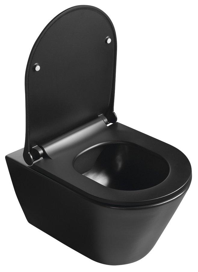 SAPHO - AVVA Slim WC sedátko s pomalým zatváraním, čierna matná (100787-110)