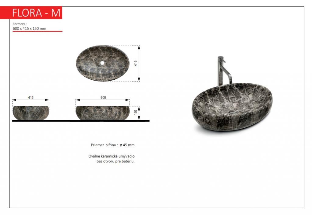 Aquatek - FLORA M keramické umývadlo 60 x 41x 15 cm (FLORAM)
