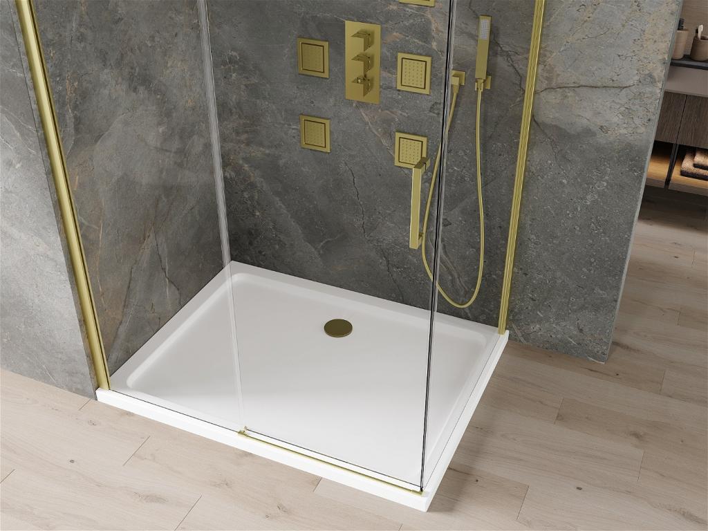 MEXEN/S - Omega Sprchovací kút 100x70 cm, transparent, zlatý + vanička so sifónom (825-100-070-50-00-4010)
