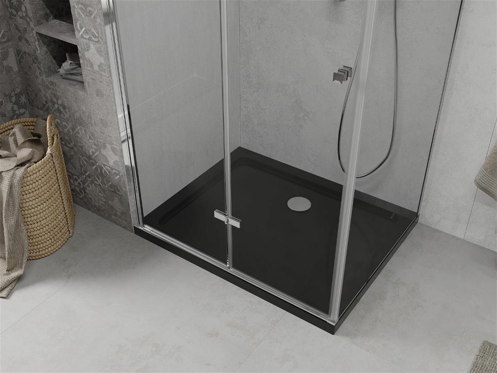 MEXEN/S - Lima sprchovací kút zalamovacie dvere 120 x 80 cm, transparent, chróm + Flat čierna vanička so sifónom (856-120-080-01-00-4070)