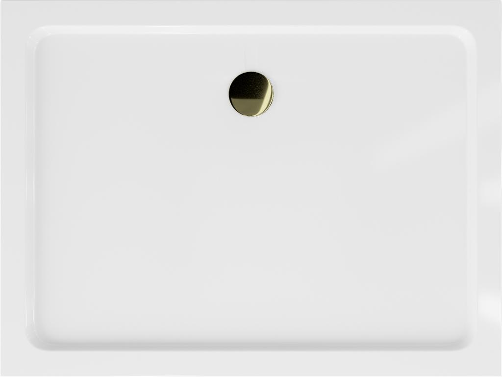 MEXEN/S - Flat sprchová vanička obdĺžniková slim 120 x 100 cm, biela + zlatý sifón (40101012G)