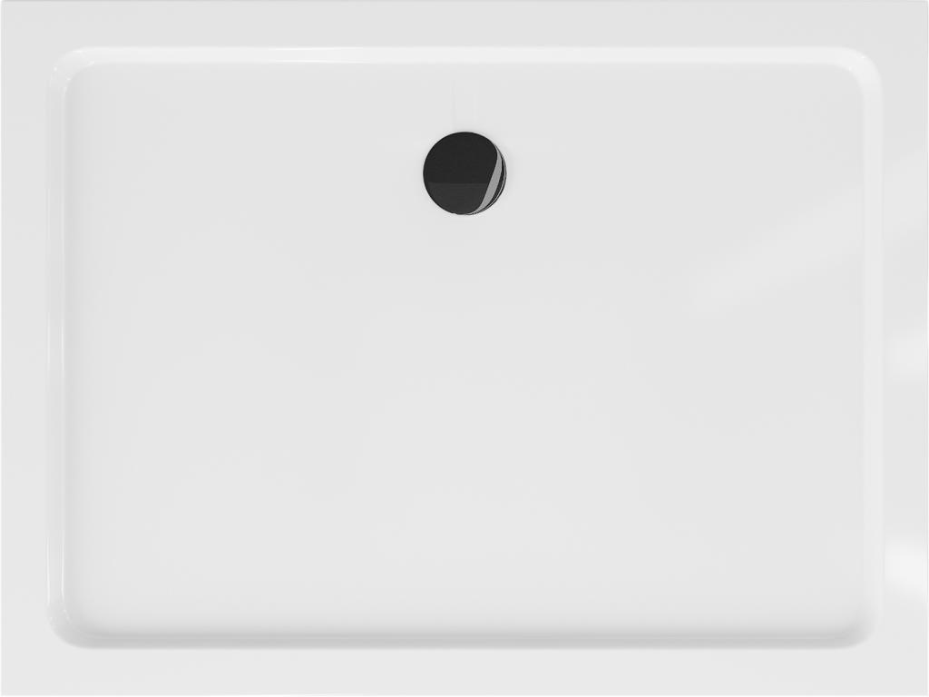 MEXEN/S - Flat sprchová vanička obdĺžniková slim 130 x 100 cm, biela + čierny sifón (40101013B)