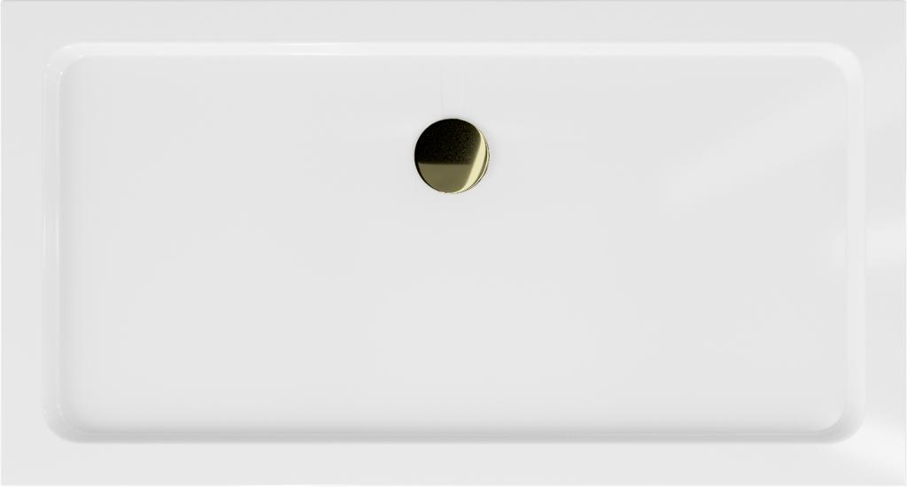 MEXEN/S - Flat sprchová vanička obdĺžniková slim 120 x 70 cm, biela + zlatý sifón (40107012G)