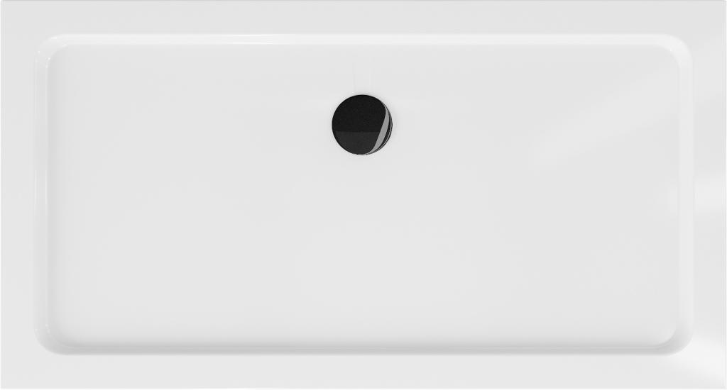 MEXEN/S - Flat sprchová vanička obdĺžniková slim 140 x 70 cm, biela + čierny sifón (40107014B)