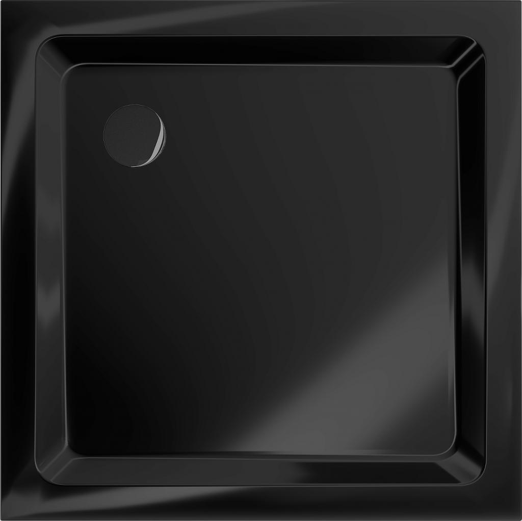 MEXEN/S - Flat sprchová vanička štvorcová slim 80 x 80 cm, černá + čierny sifón (40708080B)