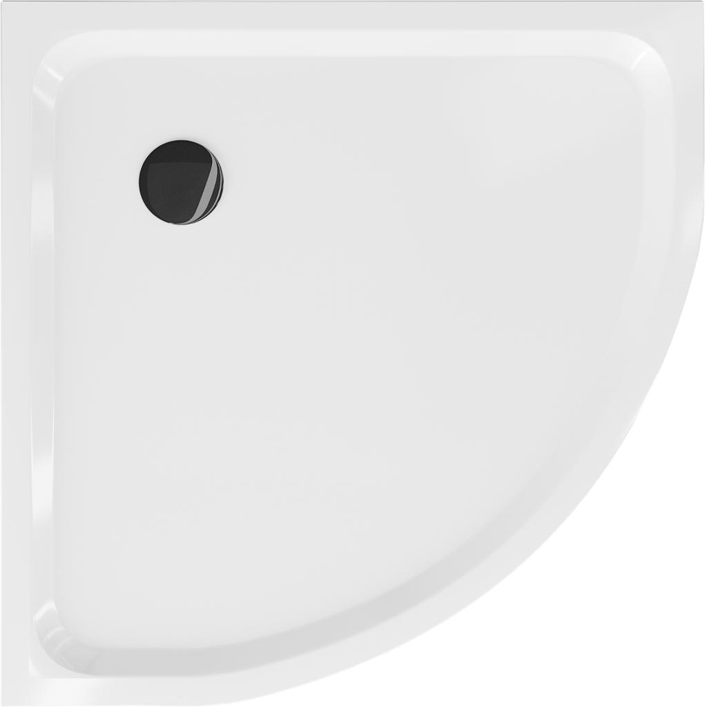 MEXEN/S - Flat sprchová vanička štvrťkruhová slim 90 x 90 cm, biela + čierny sifón (41109090B)