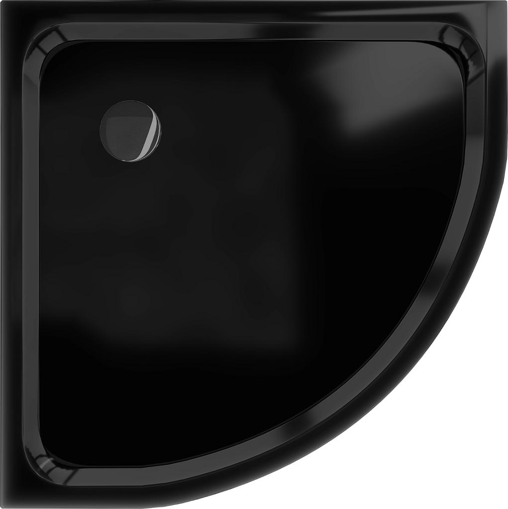 MEXEN/S - Flat sprchová vanička štvrťkruhová slim 70 x 70 cm, černá + čierny sifón (41707070B)