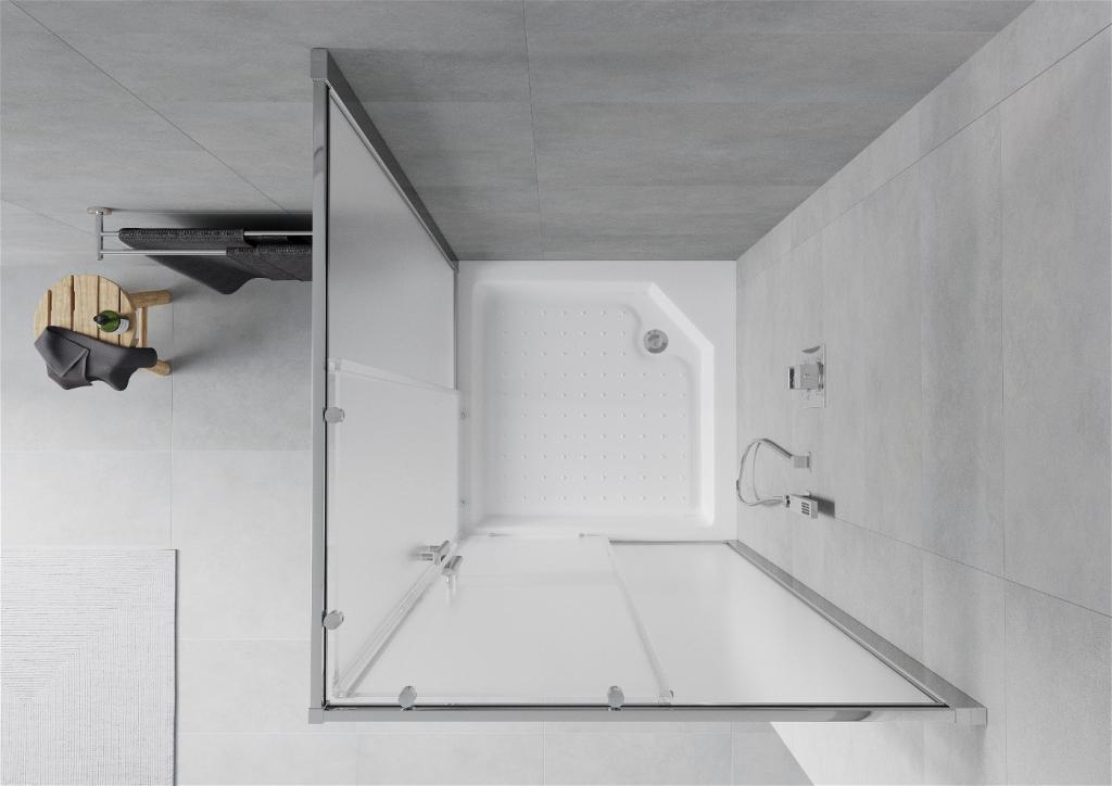 MEXEN/S - Rio štvorcový sprchovací kút 90 x 90 cm, mráz, chróm + vanička so sifónom Rio, biela (860-090-090-01-30-4510)
