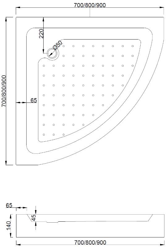 MEXEN/S - Rio štvrťkruhový sprchovací kút 70 x 70 cm, pásy, chróm + vanička so sifónom Flat, biela (863-070-070-01-20-4110)