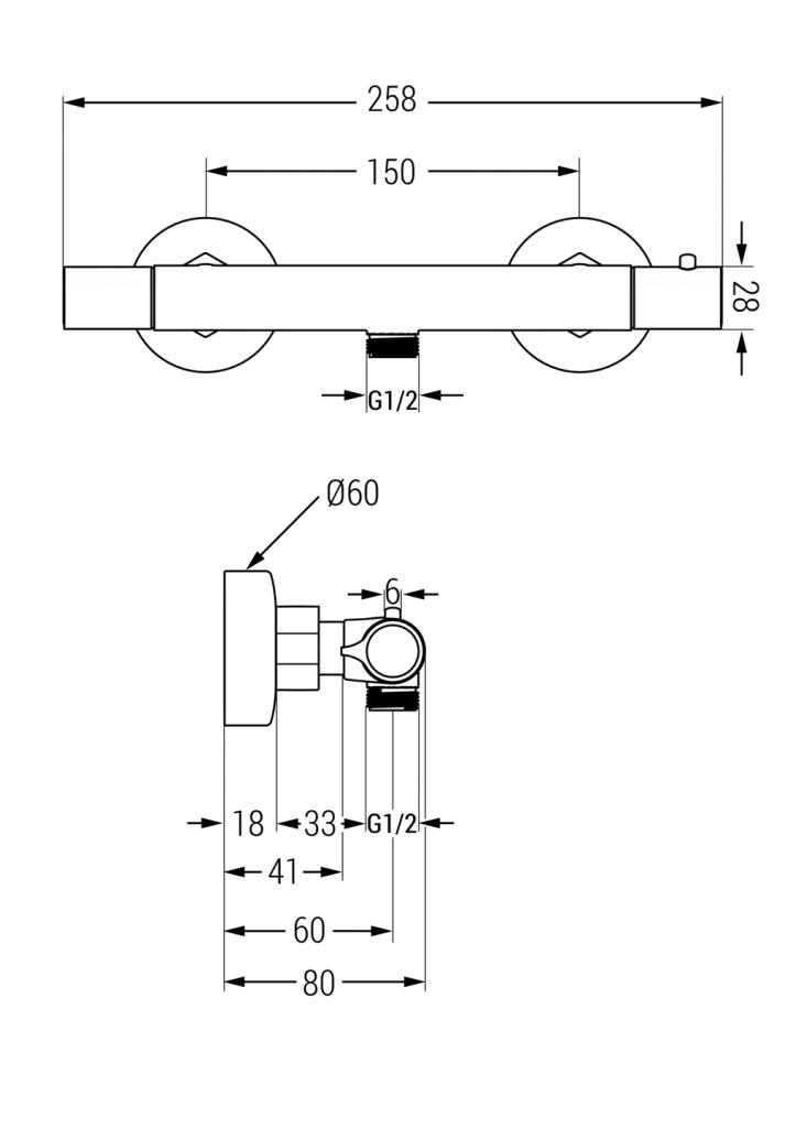 MEXEN/S - Carlsprchový stĺp vrátane sprchovej termostatickej batérie Slim, chróm (77105240-00)