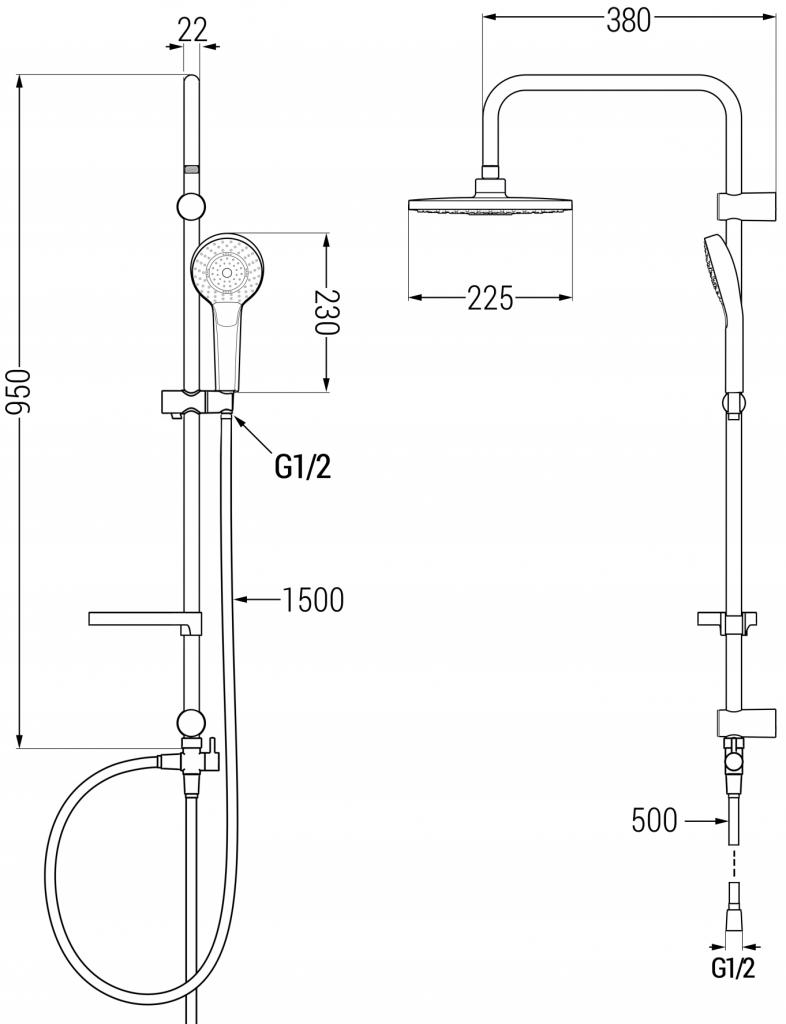 MEXEN/S - Erik sprchový stĺp vrátane vaňovej termostatickej batérie Kai, čierna (77300205-70)