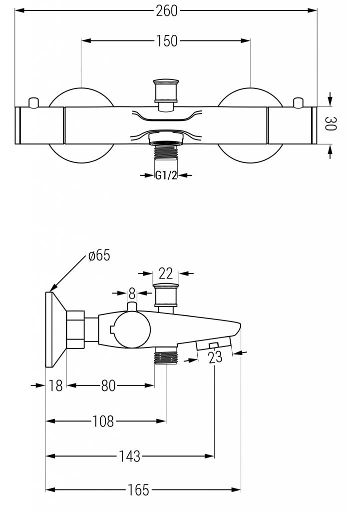 MEXEN/S - Carl sprchový stĺp vrátane vaňovej termostatickej batérie Nox, chróm (77350240-00)