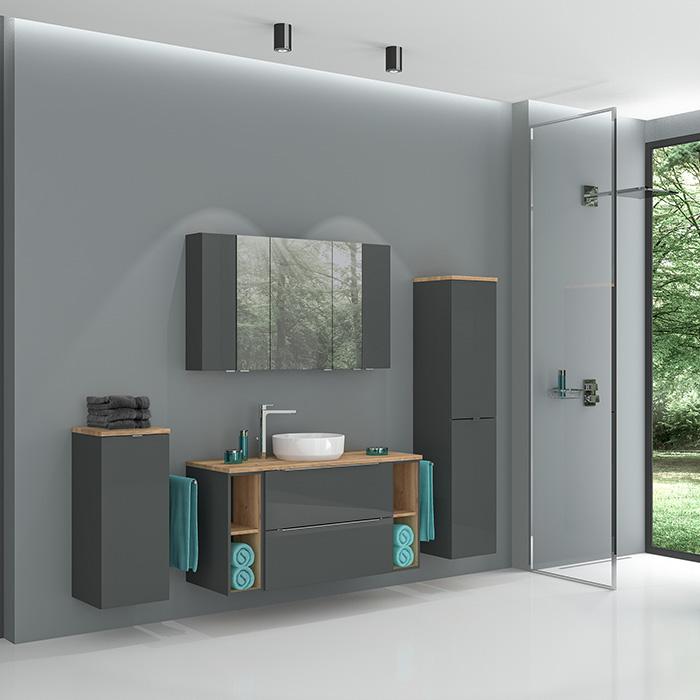 Kúpeľňová doplnková skrinka nízka s košom Amanda A NK 35 - antracit | A-Interiéry (amanda_NK35_A)