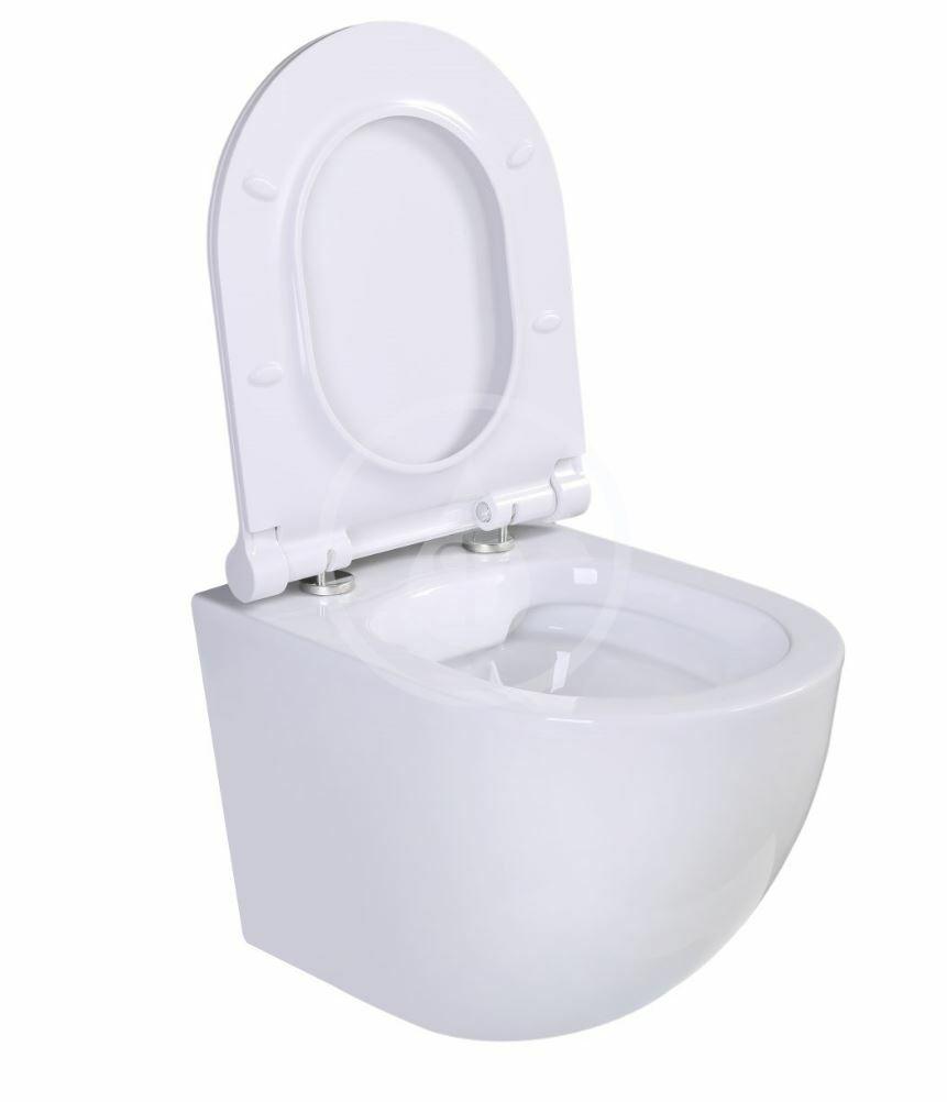 Kielle - Gaia Závesné kompaktné WC s doskou SoftClose, Rimless, biela (30115001)