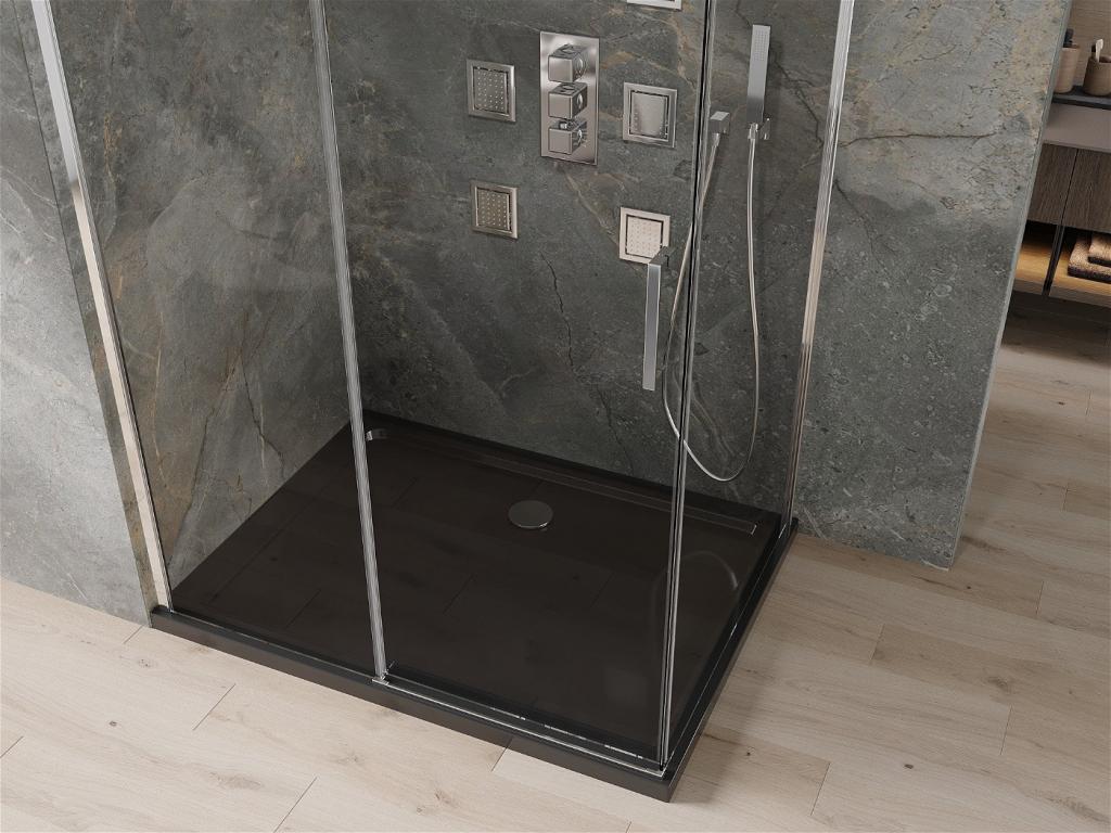 MEXEN/S - Omega sprchovací kút 100x80 cm, transparent, chróm + čierna vanička so sifónom (825-100-080-01-00-4070)