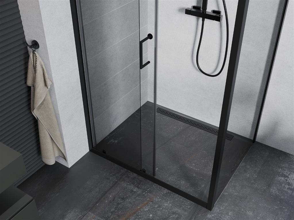 MEXEN/S - APIA sprchovací kút 95x70 cm, transparent, čierna (840-095-070-70-00)