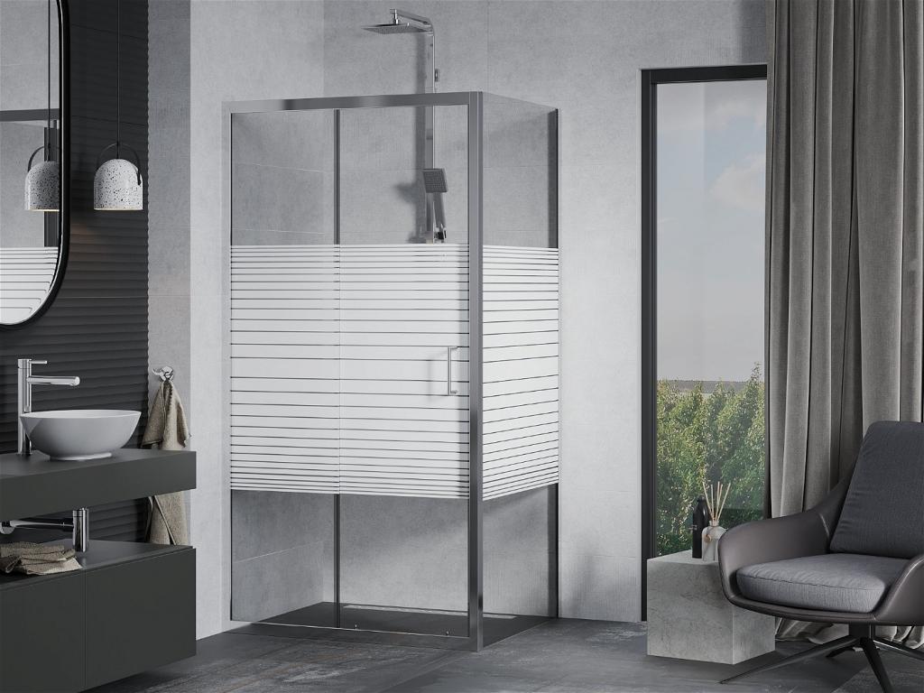 MEXEN/S - APIA sprchovací kút 105x70 cm, dekor - pruhy, chróm (840-105-070-01-20)