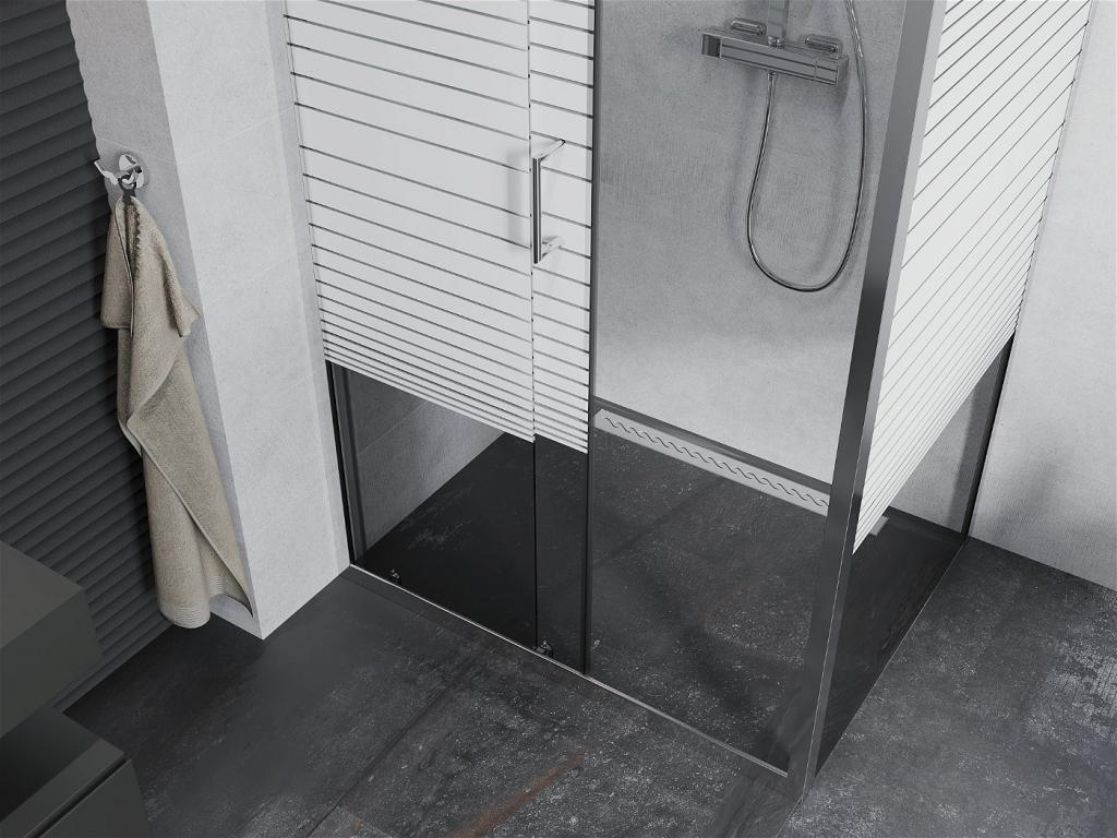 MEXEN/S - APIA sprchovací kút 105x70 cm, dekor - pruhy, chróm (840-105-070-01-20)