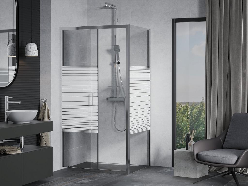 MEXEN/S - APIA sprchovací kút 105x80 cm, dekor - pruhy, chróm (840-105-080-01-20)
