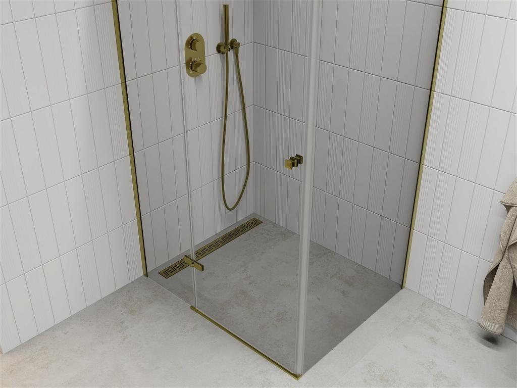 MEXEN/S - ROMA sprchovací kút 70x100 cm, transparent, zlatá (854-070-100-50-00)