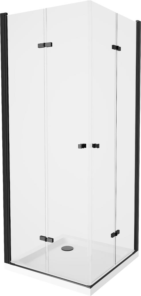 MEXEN/S - Lima Duo sprchovací kút 80 x 80 cm, transparent, čierna + vanička so sifónom 856-080-080-70-02-4010B