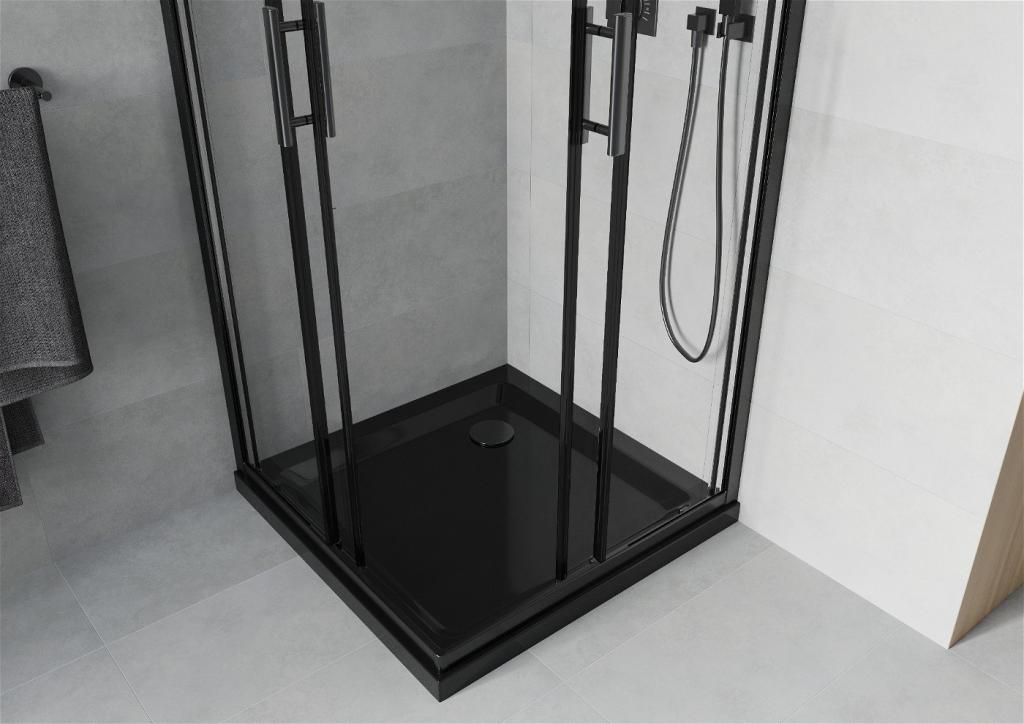 MEXEN/S - Rio sprchovací kút 80 x 80 cm, transparent, čierna + vanička vrátane sifónu (860-080-080-70-00-4070B)