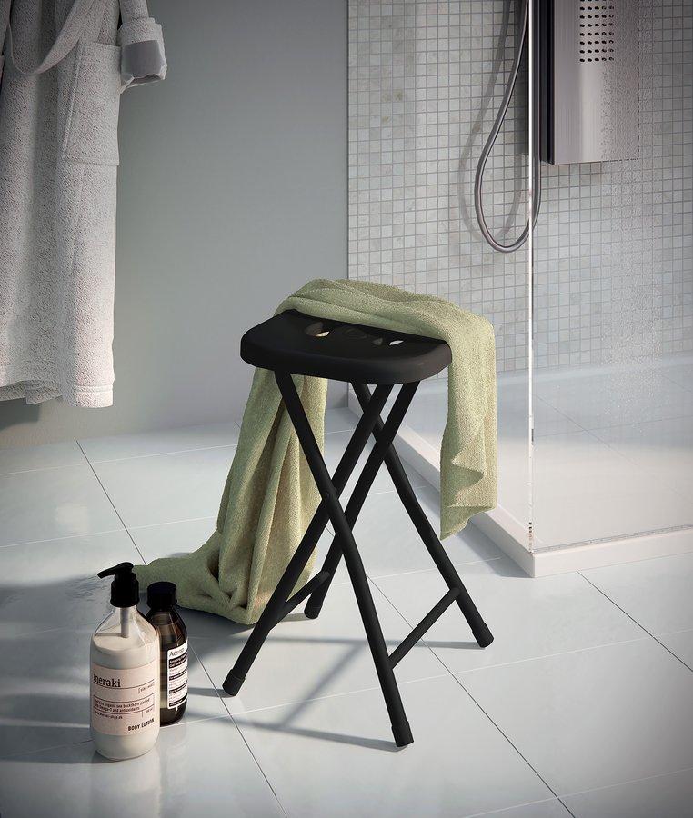Gedy - Kúpeľňová stolička, 26x45,5x26cm, čierna (CO7614)