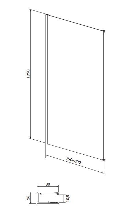 CERSANIT/S - Sprchovací kút LARGA 100x80 čierny, pravý, číre sklo (S932-125/80)