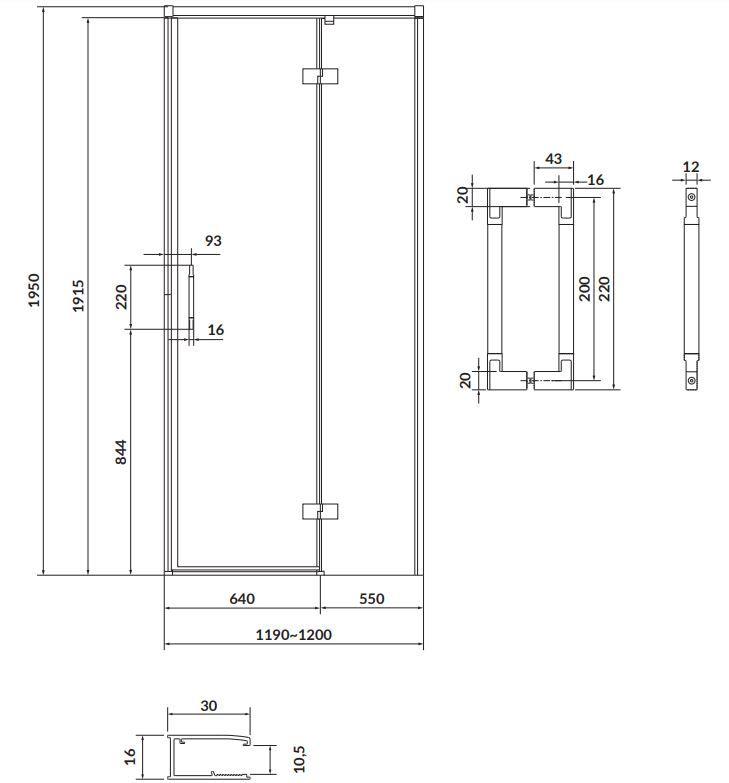 CERSANIT/S - Sprchovací kút LARGA 120x80 čierny, pravý, číre sklo (S932-126/80)