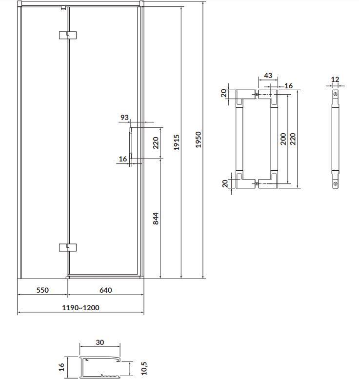 CERSANIT/S - Sprchovací kút LARGA 120x80 čierny, ľavý, číre sklo (S932-130/80)
