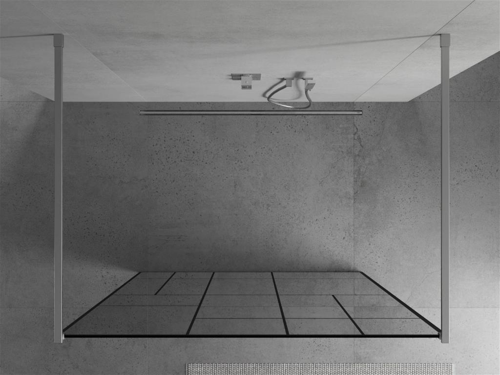 MEXEN/S - KIOTO samostatne stojaca sprchová zástena 100 x 200 cm, transparent/čierna vzor 8 mm, chróm (800-100-002-01-78)