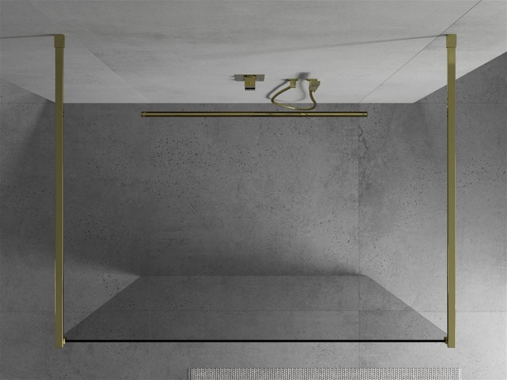 MEXEN/S - KIOTO samostatne stojaca sprchová zástena 100 x 200 cm, transparent 8 mm, zlatá (800-100-002-50-00)