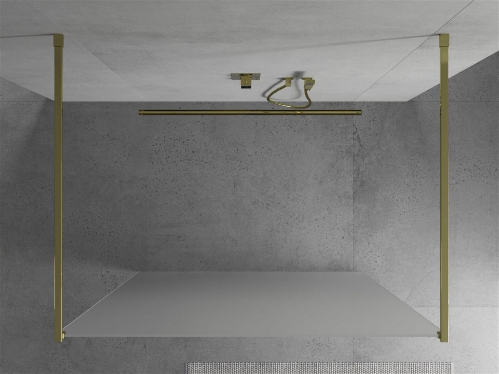 MEXEN/S - KIOTO samostatne stojaca sprchová zástena 100 x 200 cm, matné sklo 8 mm, zlatá (800-100-002-50-30)