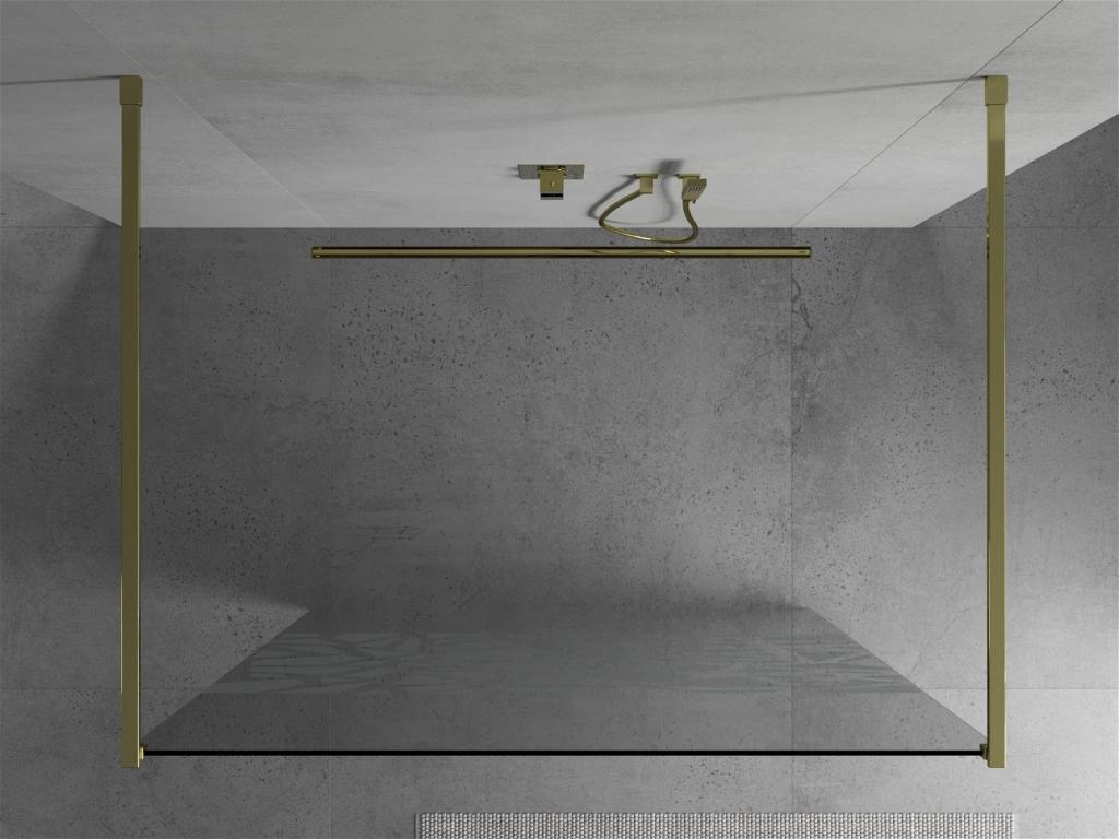 MEXEN/S - KIOTO samostatne stojaca sprchová zástena 100 x 200 cm, transparent/biela vzor 8 mm, zlatá (800-100-002-50-85)